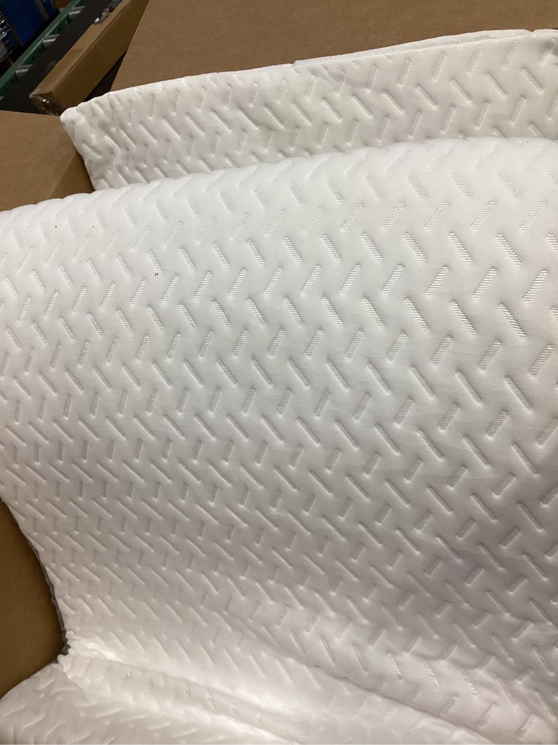Condition photo showing Good Condition for 4pcs orthopedic bed wedge pillow set for sleeping, post surgery foam support pillows for back, neck and leg pain relief, adjustable triangle pillow – acid reflux, gerd & snoring recovery, white grey white grey 4 piece set