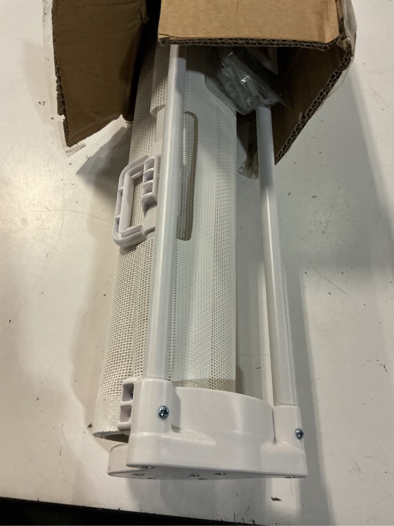 Condition photo showing Good Condition for 120 inch retractable baby gates 34 inch tall, retractable gate with reinforced strip design to prevent crawling through, 10 ft extra wide retractable dog gate for indoor/outdoor white 34" tall x 120" wide