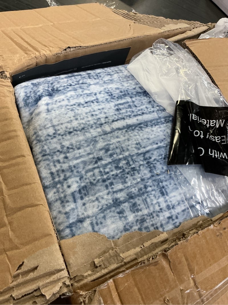 Condition photo showing Good Condition for witshock 9x12 area rug, washable rugs for living room, lagre rug thin carpet non slip stain resistant soft carpets, modern wave striped rugs for bedroom dining room office kitchen nursery, blue 9' x 12' (rectangular) blue