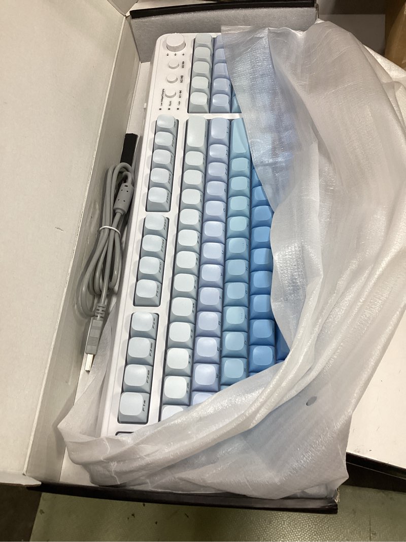 Condition photo showing Good Condition for aula s99 gaming keyboard, wireless computer keyboards, tri-mode bluetooth creamy custom keyboard with number pad, rgb backlit media knob cute programmable keyboard for pc gamer - gradient blue