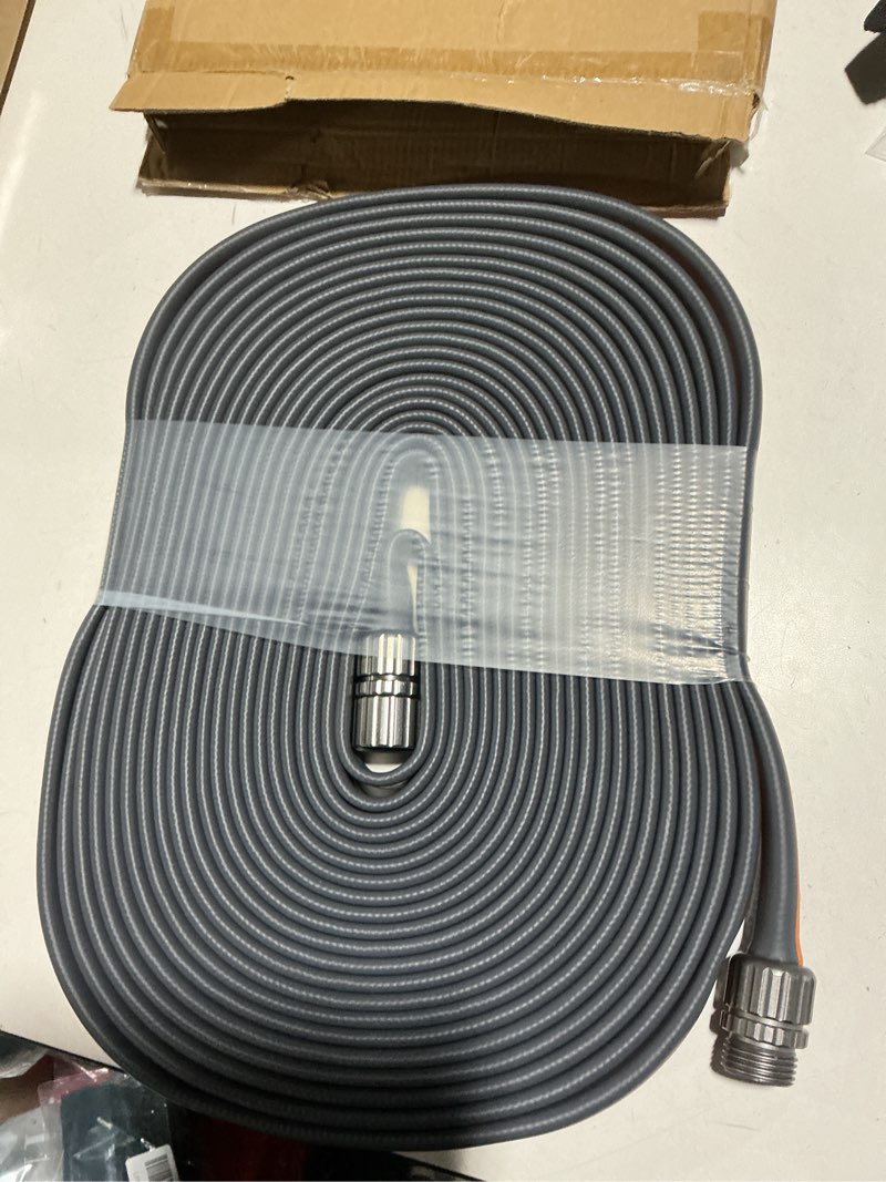 Condition photo showing Good Condition for giraffe tools 50ft garden hose, 5/8" lightweight lay flat water hose, no-kink, flexible gardening hose with male to female aluminum fitting, customizable-length hose pipe for yard