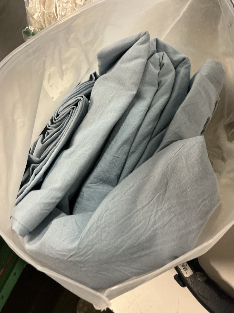 Condition photo showing Good Condition for cooling king duvet cover set 3 pieces-100% washed cotton linen like textured ultra soft cozy bedding with zipper closure,includes 1 duvet cover & 2 pillow shams(light blue,king 104"x90") light blue (no comforter) king (104" x 90")