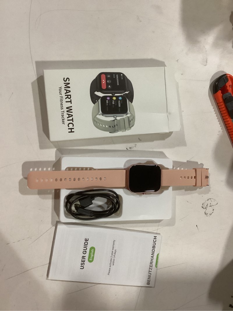 Condition photo showing Good Condition for Smart Watches for Women Men with Bluetooth Call & AI Voice, 1.85" HD Fitness Tracker with Heart Rate SpO2 Sleep Monitor, 100+ Sports Modes,Mini Games, IP68 Waterproof Smartwatch for Android iOS Phones Pink