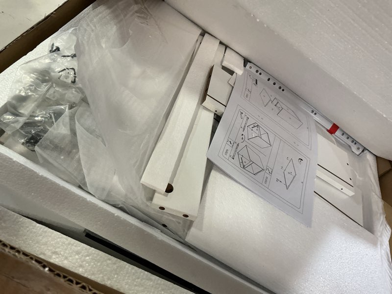 Condition photo showing Good Condition for Farmhouse End Table, 18" Side Table with Drawer and Barn Door Storage Cabinet, Wood Sofa Side Bedside Table for Living Room, Bedroom (Espresso) 1 Espresso