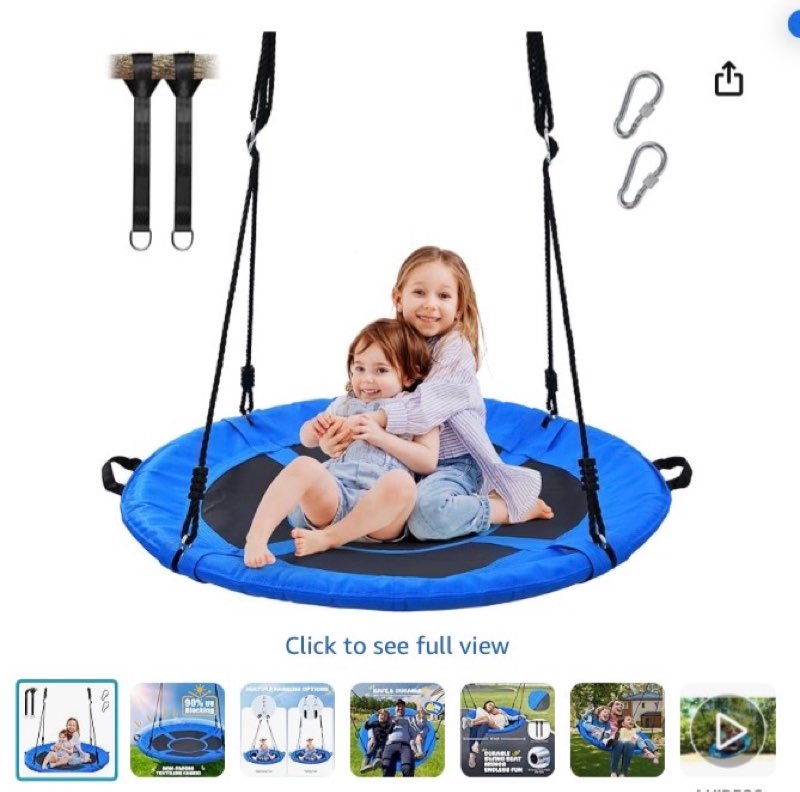 Trekassy 700lb 40" Saucer Tree Swing for Kids Adults Outdoor Textilene with 2pcs Tree Hanging Straps-Blue