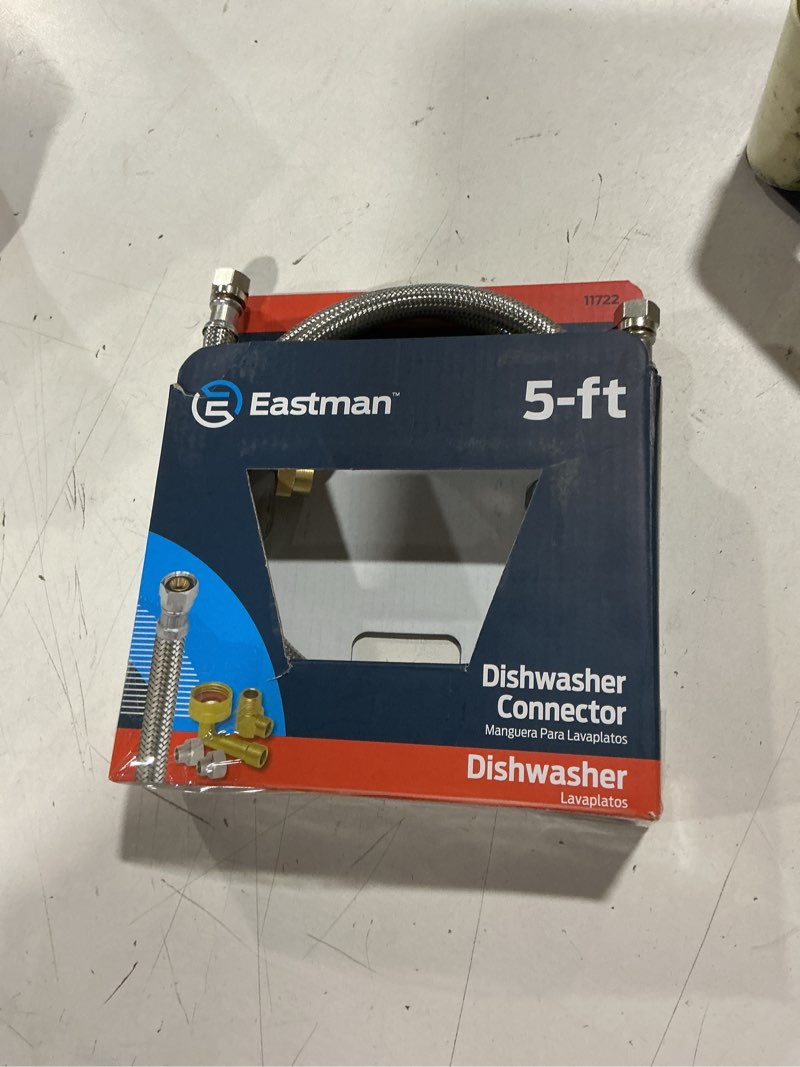 Condition photo showing As Is for eastman 5-ft 3/8-in compression inlet x 3/8-in compression outlet stainless steel dishwasher connector