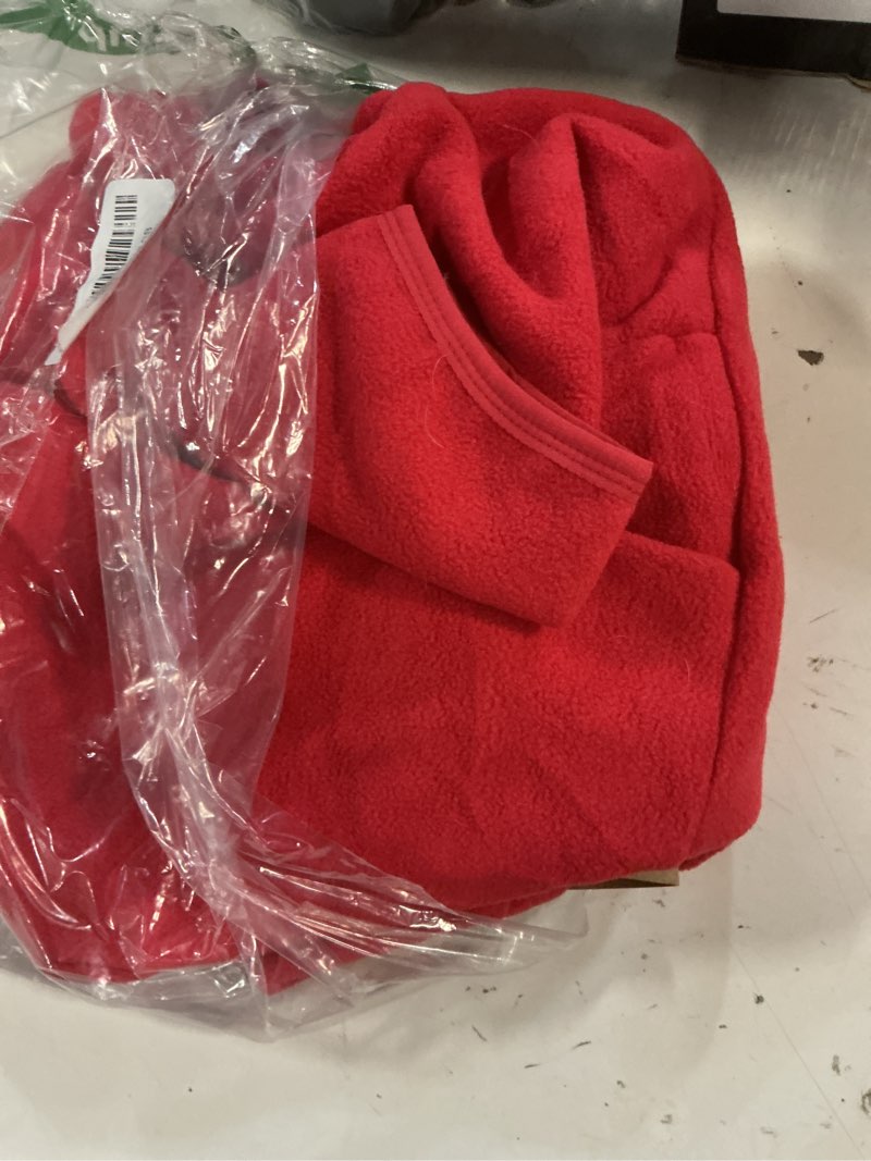 Condition photo showing As Is for rozkitch dog fleece pullover, pet windproof warm cold weather jacket vest cozy jumpsuit apparel outfit clothes for small medium large dog walking hiking sleep red l l(back length:19") red