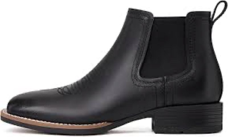 (Size 8) Cowboy Boots for Men Square Toe Mens Western Boots Slip On Casual Retro Boots