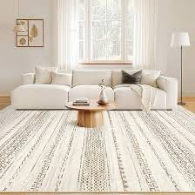 Nakagishi 10x13 Area Rugs Living Room: Washable Boho Large Neutral Soft Farmhouse Rug Stain Resistan