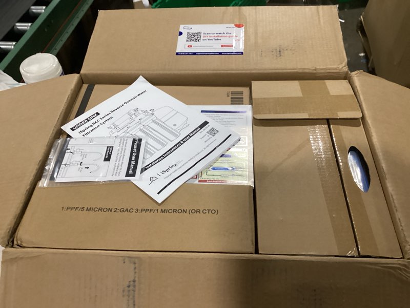 Condition photo showing New/Like New for iSpring RCC7AK, NSF Certified, 75 GPD, Alkaline 6-Stage Reverse Osmosis System, pH+ Remineralization RO Water Filter System Under Sink, Patented Top-Mounted Faucet Design for Easy Installation 6-Stage, Alkaline Brushed Nickel