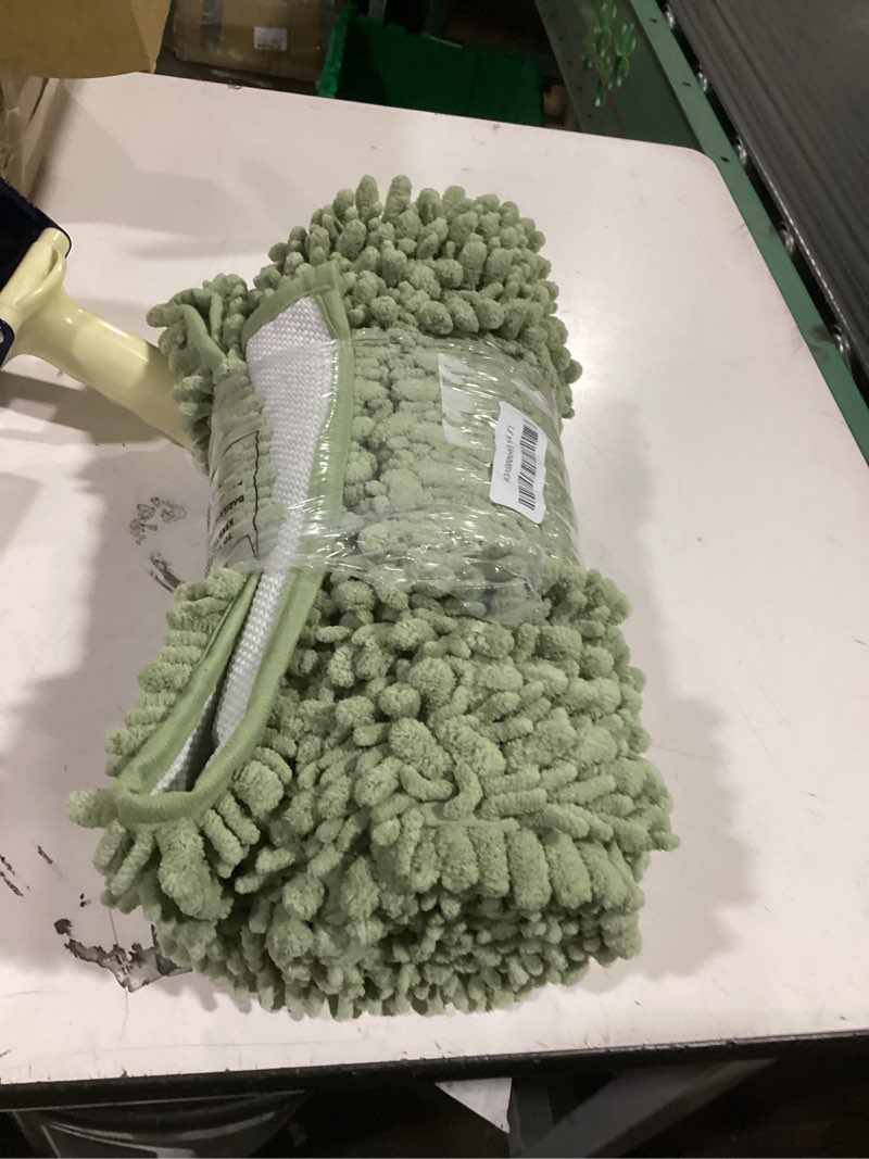 Condition photo showing As Is for olanly bathroom rug mat 40x32, thick soft and absorbent chenille bath mat, non-slip rubber backing, machine washable quick dry bath rugs for tub shower floor, home decor accessories, sage green sage green rectangular 40" x 32"