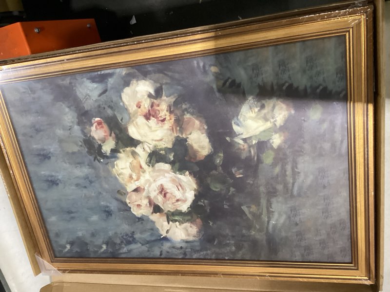 Condition photo showing Good Condition for gold framed wall art vintage floral canvas art prints impressionist flower botanical paintings wall decor rose aesthetic pictures artwork for living room bedroom bathroom 16x24in rose framed 16x24in gold framed