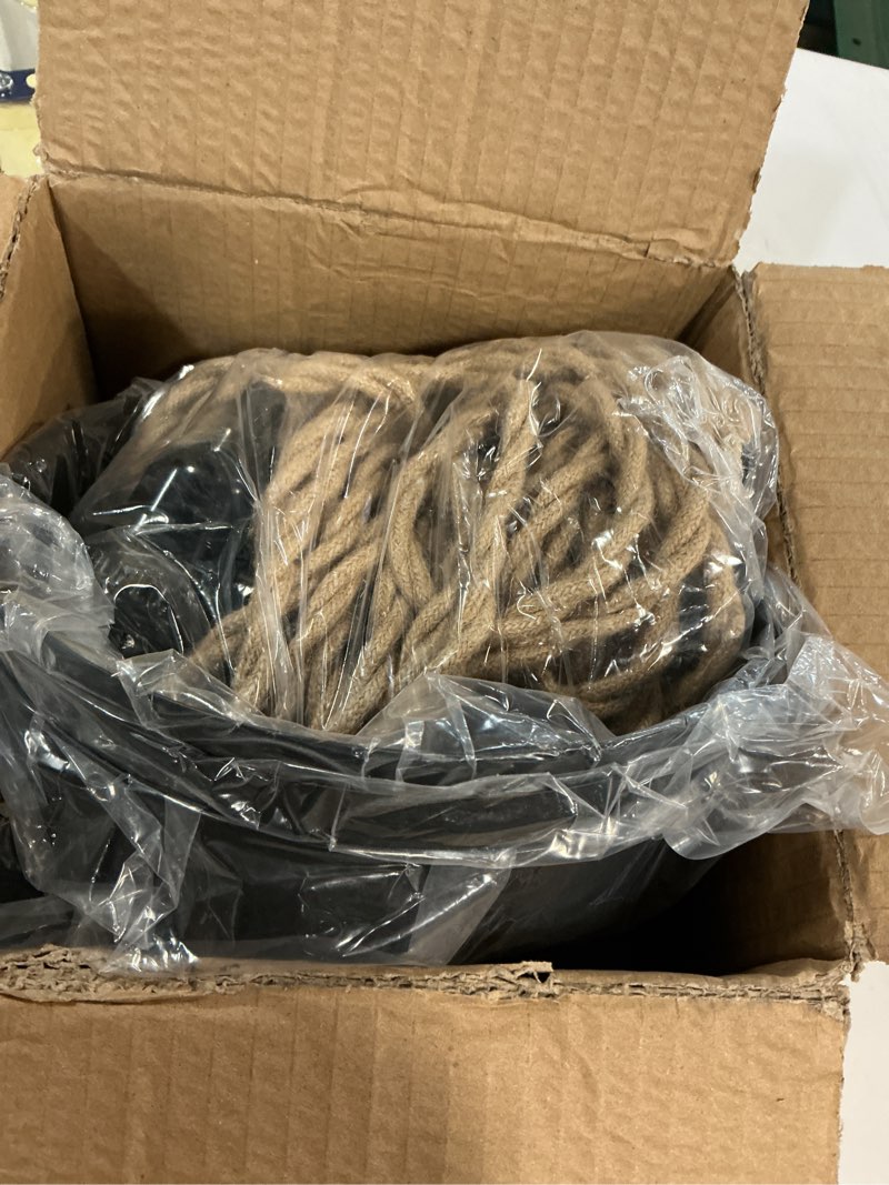 Condition photo showing item condition for 3 Light Hemp Rope Plug in Pendant Light Rattan Hanging Lights with Plug in Cord with Woven Lamp Shade, Hanging Lights with Plug in Cord Hemp Rope Hanging Lamp 3 Light 7.8IN Pendant Light 1 PACK