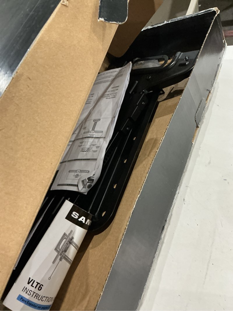 Condition photo showing As Is for sanus tilting tv wall mount for 46" - 90” tvs or 150lbs - premium tilt mount w/universal fit - smooth 5.7" extension allows for cable management - includes hardware & drill template for easy install