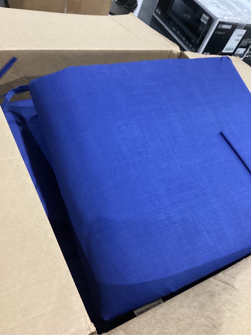 Condition photo showing Good Condition for arden 2-pack outdoor patio dining chair cushion, 20x44, rain-proof seat pad, fade-resistant outdoor cushion cobalt blue texture 2 pack cobalt blue texture