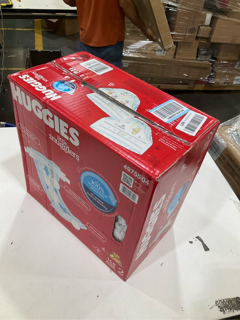 Condition photo showing New/Like New for huggies size 2 diapers, little snugglers baby diapers, size 2 (12-18 lbs), 148 count, packaging may vary size 2 148