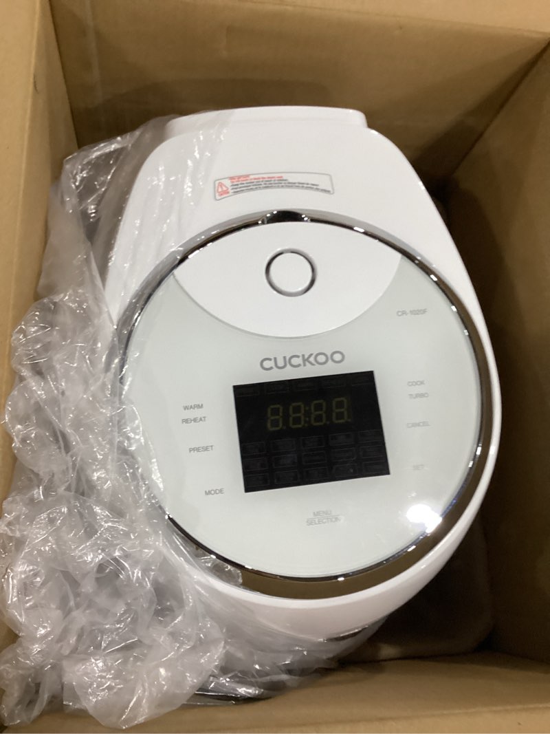 Condition photo showing Good Condition for cuckoo micom rice cooker 10-cup uncooked / 20-cup cooked with nonstick inner pot, large rice maker with 16 menu options, fuzzy logic technology, auto clean mode, lcd display, white (cr-1020f) 10 cup