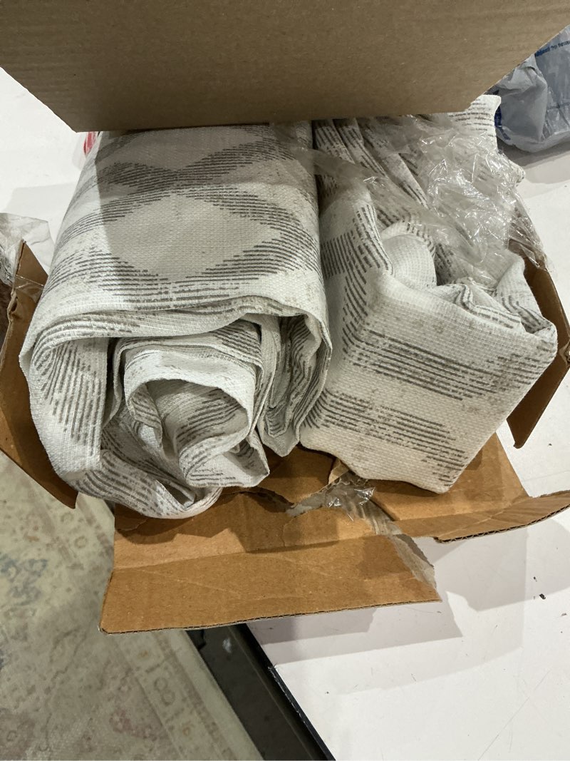Condition photo showing Good Condition for allen + roth 84-in gray geometric light filtering grommet curtain panel pair