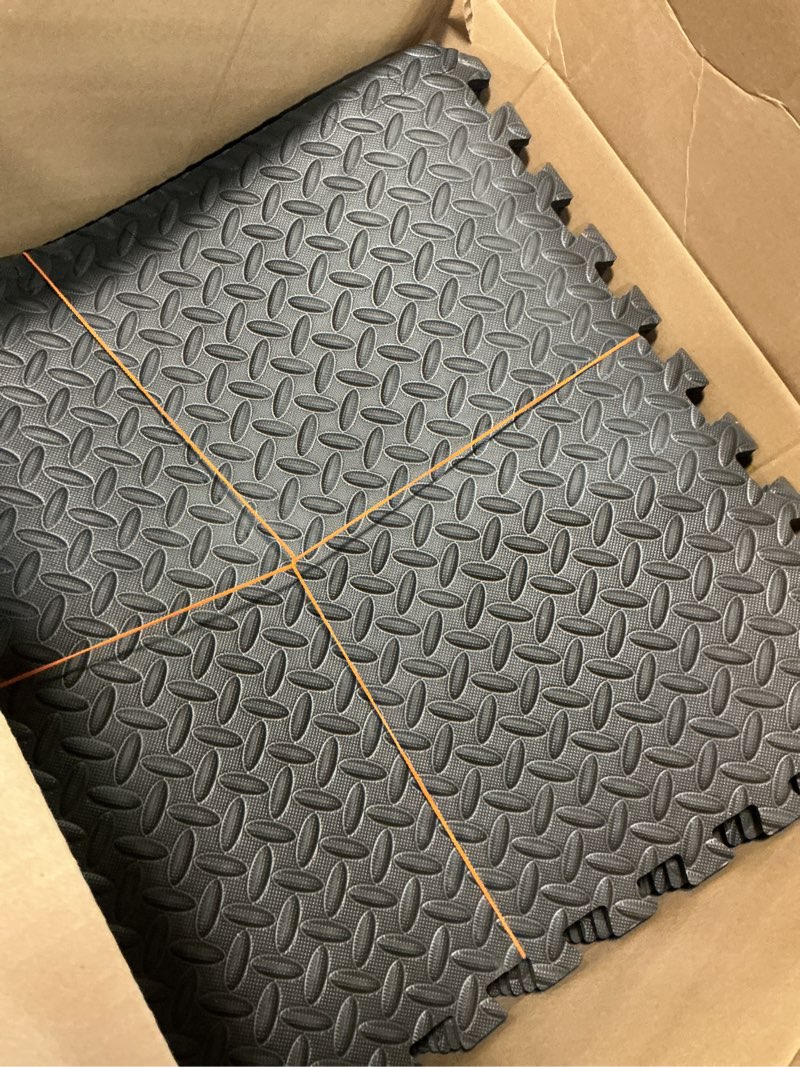 Condition photo showing Good Condition for prosourcefit puzzle exercise mat ½ in, eva interlocking foam floor tiles for home gym, mat for home workout equipment, floor padding for kids, black, 24 in x 24 in x ½ in, 48 sq ft - 12 tiles black 12 pack (48 sq ft)