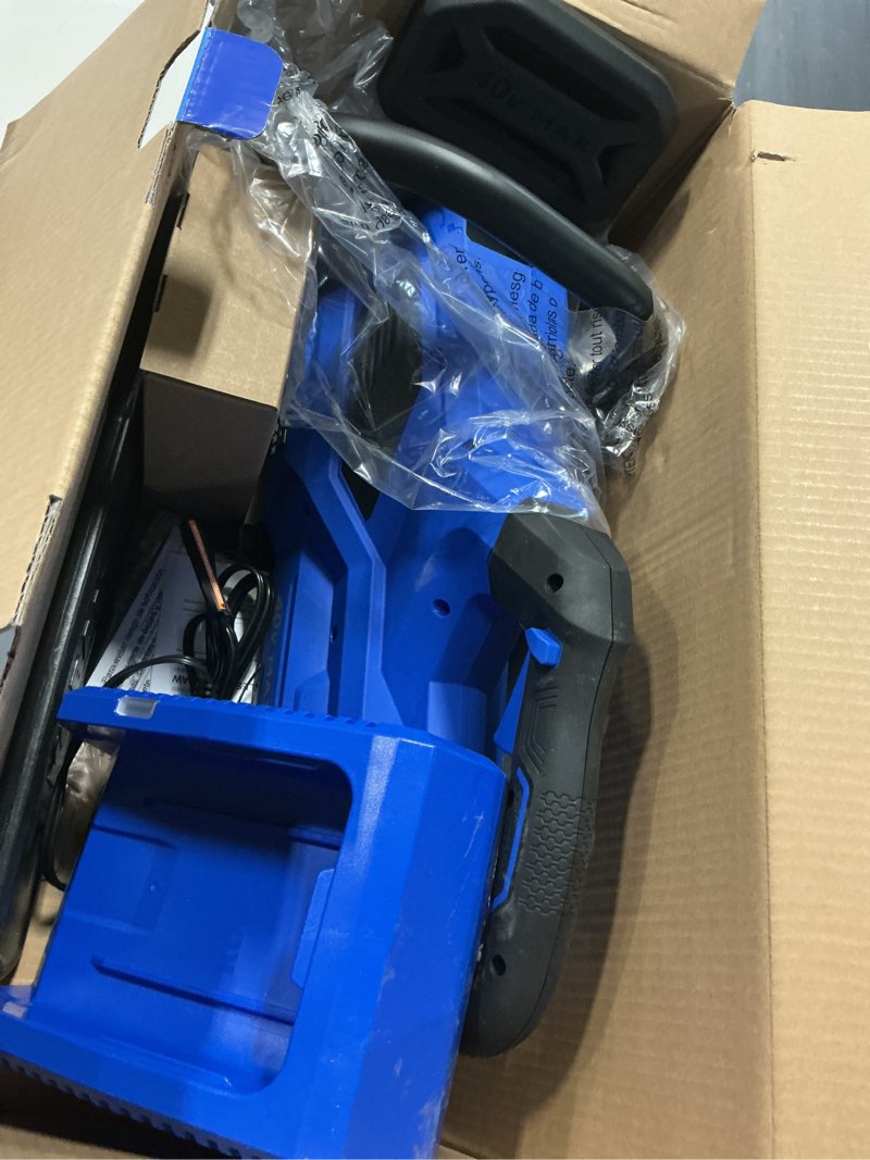 Condition photo showing As Is for kobalt gen4 40-volt 14-in battery 4 ah chainsaw (battery and charger included)