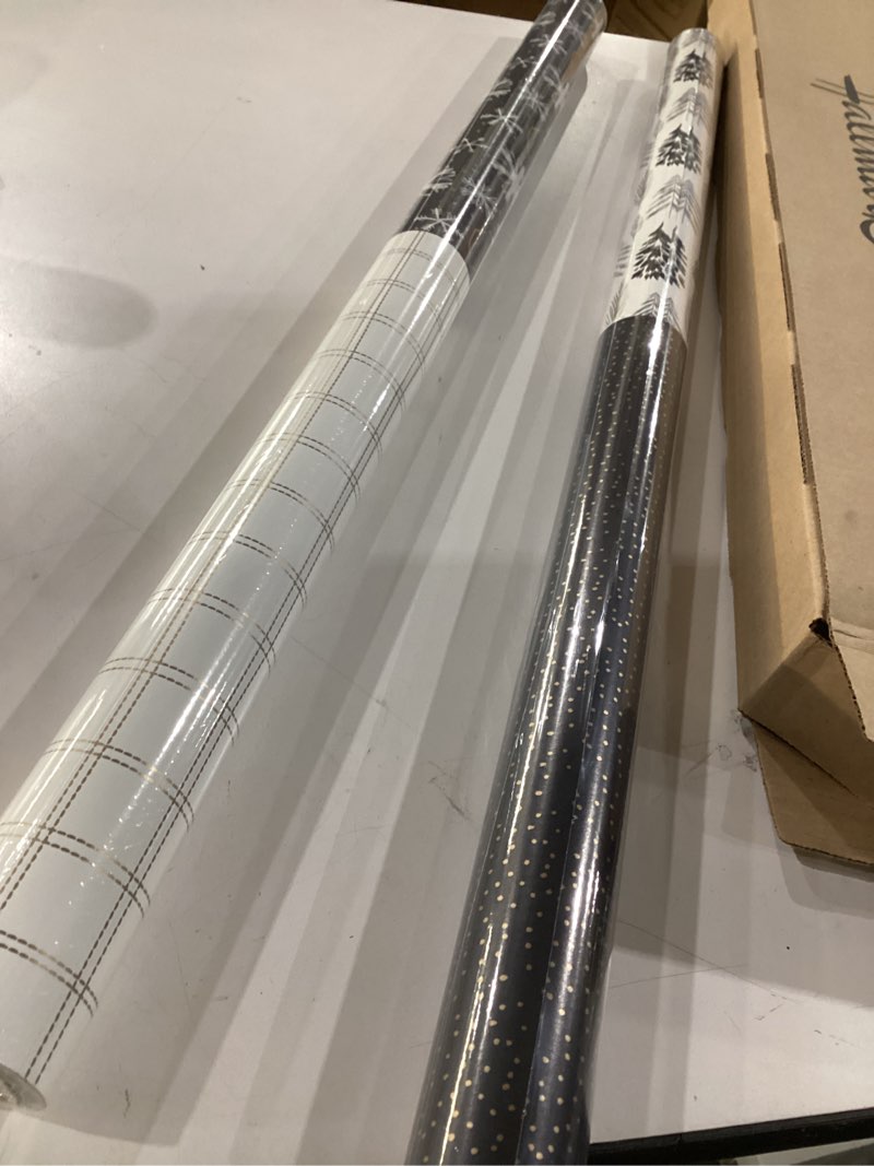 Hallmark Christmas Wrapping Paper Jumbo Rolls with Cut Lines on Reverse (2 Rolls, 4 Designs: 160 Sq.