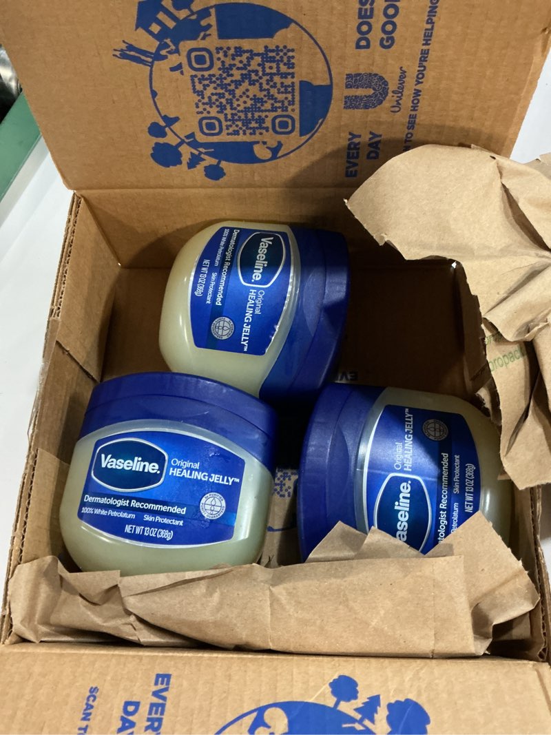 Condition photo showing New/Like New for Vaseline Petroleum Jelly Original 13 oz, pack of 3
