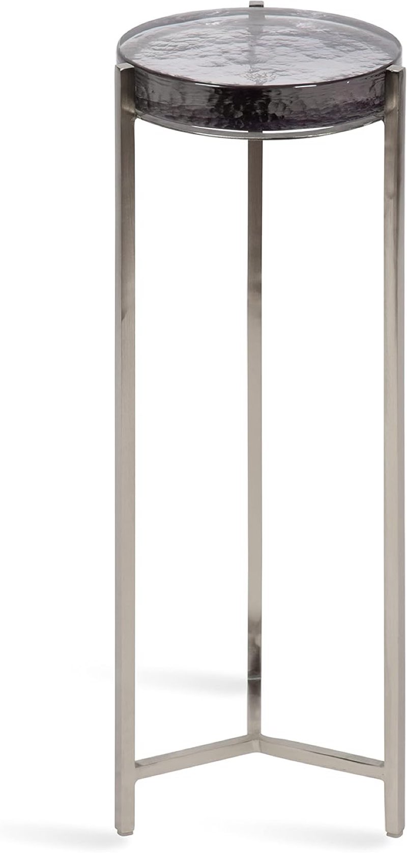 Kate and Laurel Aguilar Modern Drink Table, 9 x 9 x 23, Silver with Tinted Glass, Detailed Glass Accent Table for Small Spaces