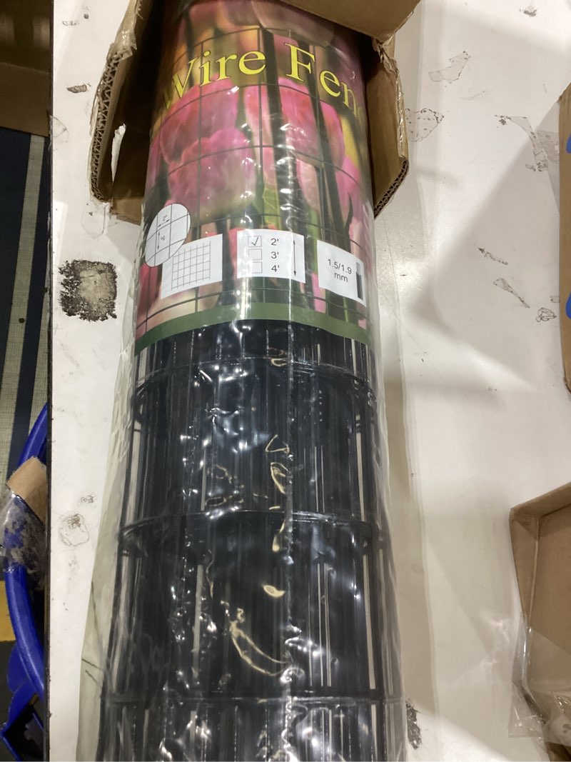 Condition photo showing Good Condition for black pvc coated welded wire fence 24 inch x 25 foot, 2 inch x 3 inch 16ga, garden border fencing roll vinyl coating metal wire mesh for yard vegetable plant protection poultry netting 2''x3'' 16ga 24''x25' black