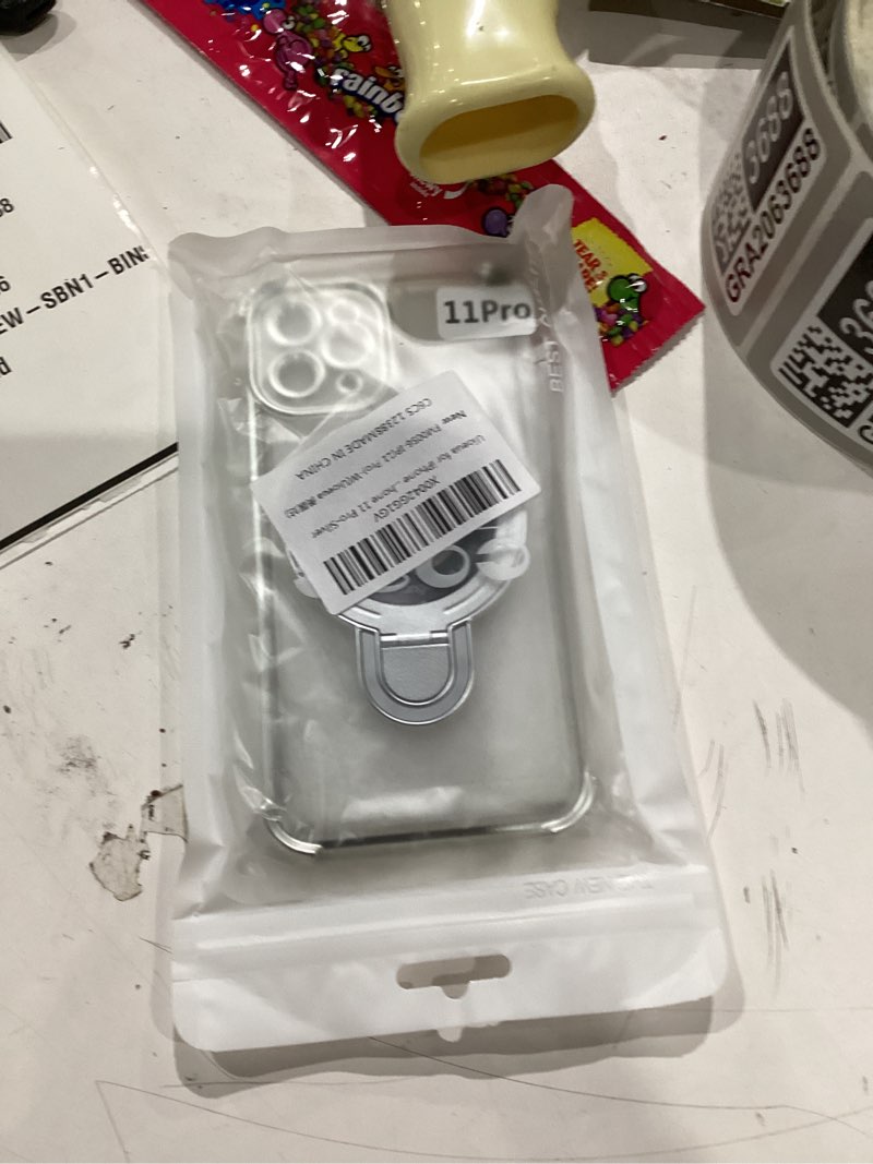 Condition photo showing New/Like New for for iPhone 11 Pro Case with Magnetic Ring Stand,[Compatible with MagSafe] Four Corners Shockproof [Military Grade Drop Protection] Luxury Slim Kickstand Case for iPhone 11 Pro-Silver iPhone 11 Pro 5.8" Silver