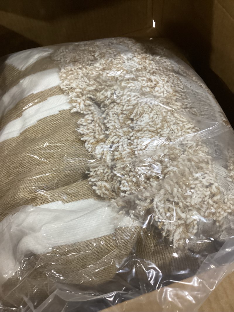 Condition photo showing Good Condition for Boho Couch Cover, Chenille Couch Pet-Friendly Sofa Cover for Dog, Sofa Slipcover Multi-use Furniture Protector with Tassels,Washable Cover for 3 Cushion Sofa Khaki 71" x 118"