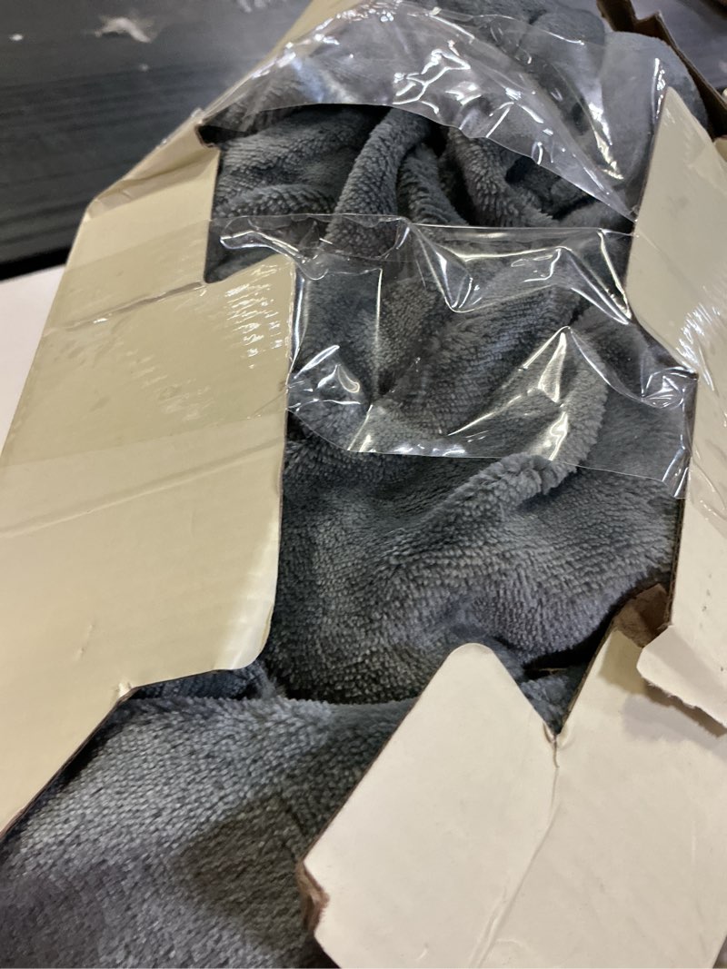 Condition photo showing As Is for wearable heated blanket with foot pocket - electric blanket throw with sleeves, heated snuggle for women or adults, heated robe with multi heat settings, 1-12 hours auto shut off (50''x70'' grey)
