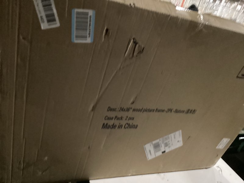 Condition photo showing Good Condition for 24x36 Solid Wood Picture Frame, Natural Wood Poster Frame with Paper Mat, Display picture 20x30 with mat or 24x36 without Mat, Set of 2 Oak Wood Grain 24x36" Natural Wood