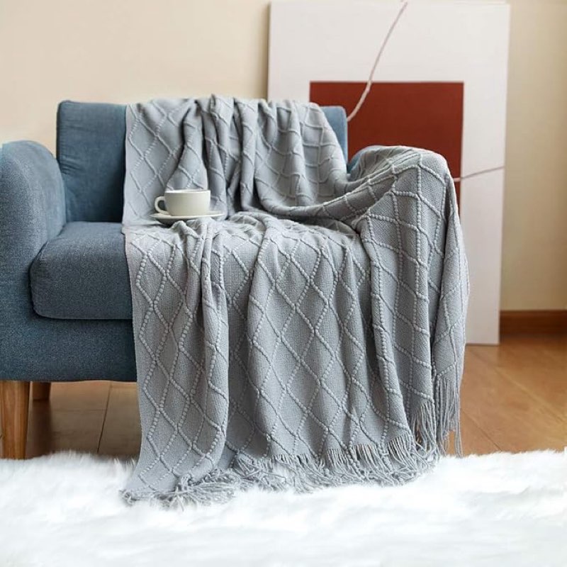 (SIMILAR ITEM )Nordic Knitted Throw Thread Blankets on The Bed Sofa Throw Travel TV Nap Blankets Soft Towel Bed Plaid Tapestry (Color : Light Grey, Size : 130x230cm)
