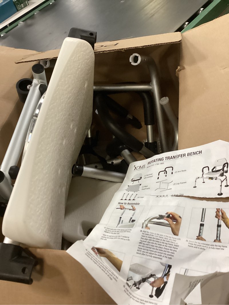 Condition photo showing As Is for ELENKER Sliding Shower Chair with Backrest, Transfer Bench for Bathtub and Shower, with Pivoting Arms, Seat Belt, Drainage Holes, for The Elderly, Sick and Handicap, Tubs