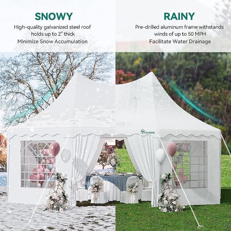 (incomplete) yitahome 22x16ft party tent heavy duty wedding canopy event shelter upgraded ripple gazebo large with roof removable sidewalls