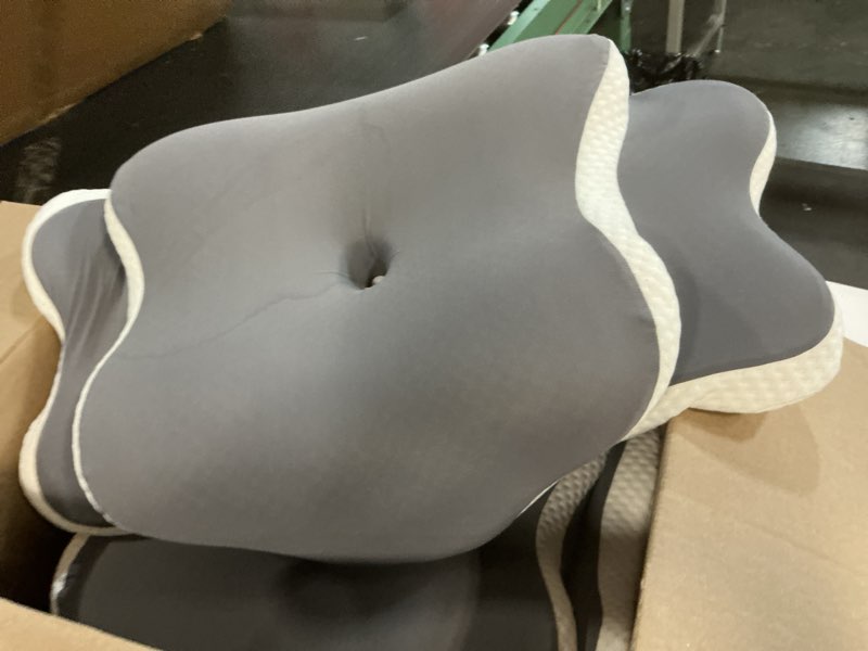 Condition photo showing As Is for Ergo Pillow for Sleep Apnea, Neck Pain, and Snoring Relief | Cervical Neck Pillow for Side Sleepers | Orthopedic Memory Foam with Ergonomic Support Gray Standard 2 pack 