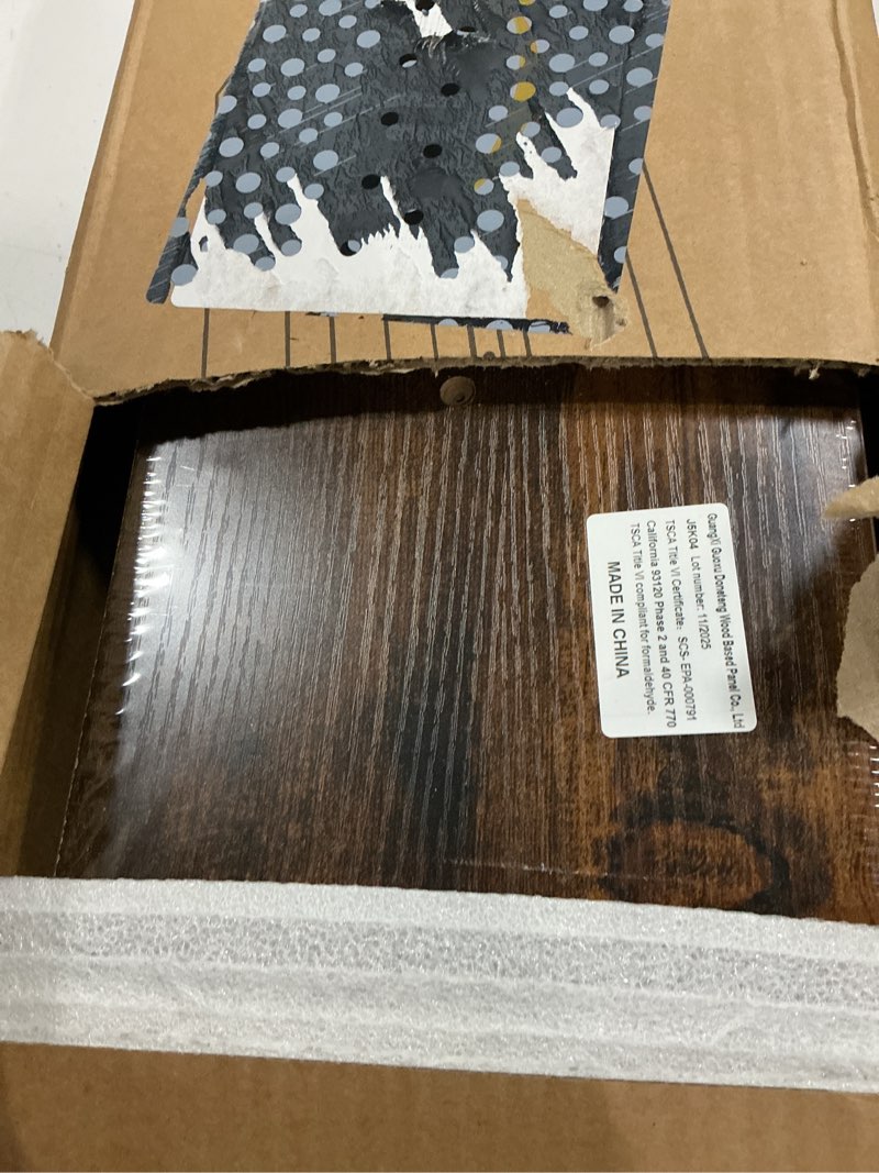 Condition photo showing New/Like New for bayka floating shelves for wall, 22.5 inch rustic wood wall mounted shelving for bathroom, bedroom, living room, kitchen & book, hanging display decor shelf with 22 lbs (rustic brown,set of 3) b. rustic brown - americana farmhouse style 3 22.5inches