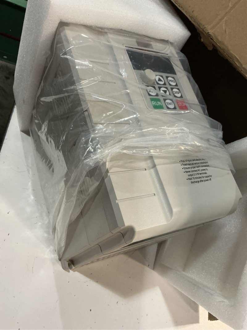 Condition photo showing As Is for vevor vfd 10hp, 7.5kw, 34a, 1 phase 220v-240v input to 3 phase 220v-240v output variable frequency drive, 0-400hz vfd for ac motor speed control 10hp/34a