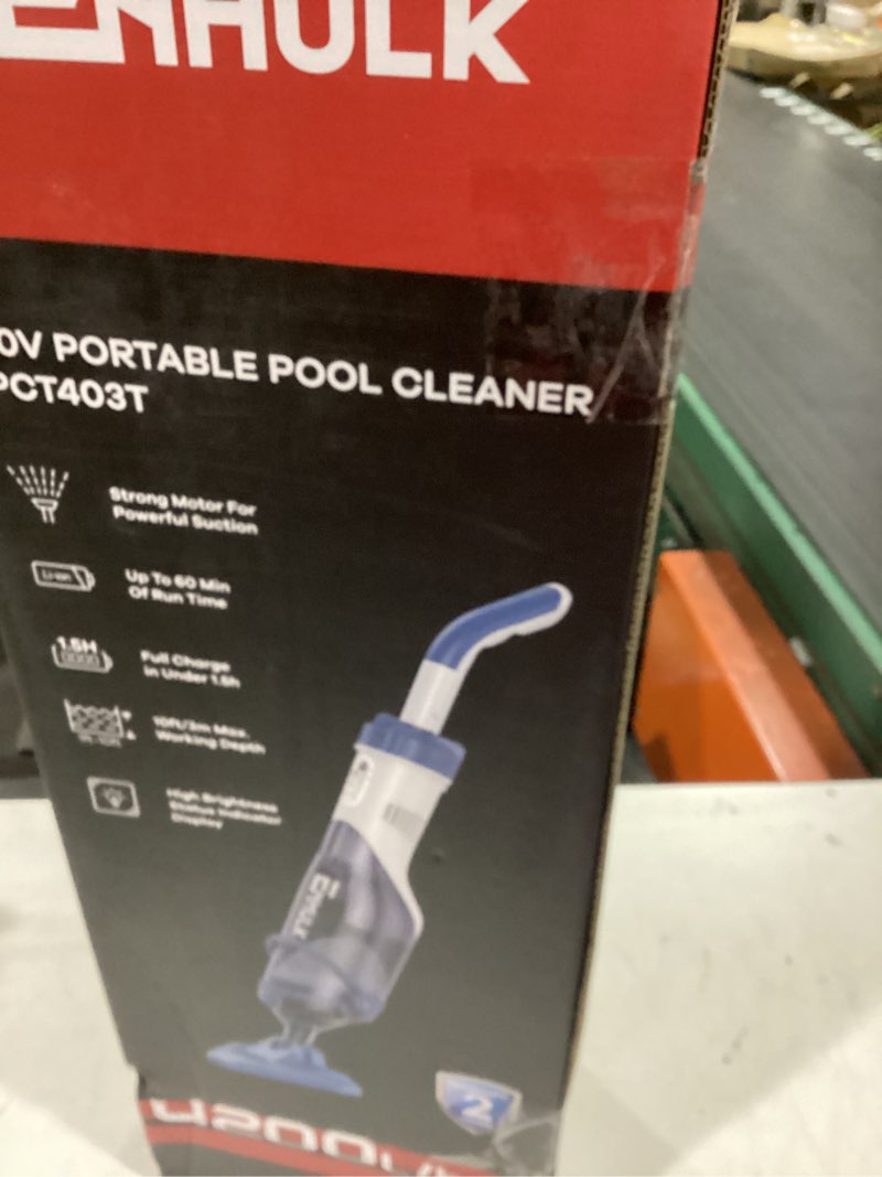 Condition photo showing New/Like New for enhulk rechargeable handheld cordless pool vacuum for above ground pool and inground pool, 60-minute runtime,powerful suction up to 18.5 gallons/min, efficient leaf and debris removal, pc10 pro pc10 pro blue