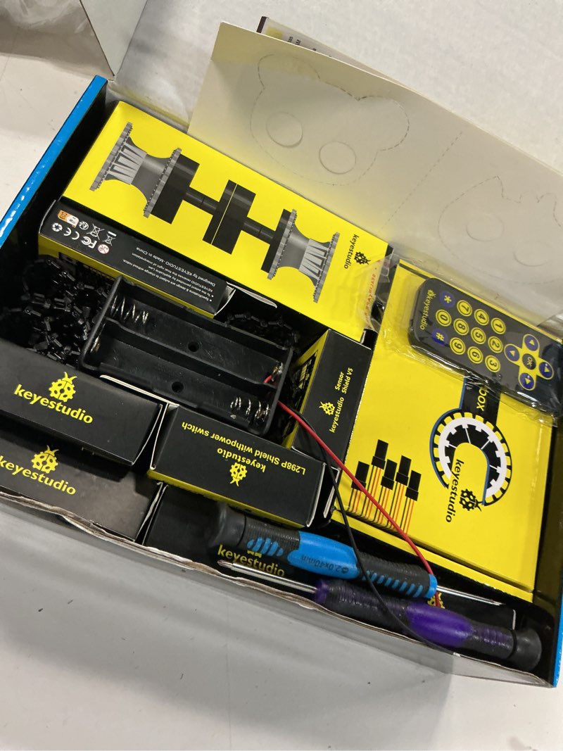 Condition photo showing Good Condition for KEYESTUDIO Mini Tank Kit V2 Smart Car for Arduino, IR Infrared and App Remote Control (iOS and Android), Light and Ultrasonic Follow, 8X16 LED Panel, Ultrasonic Obstacle Avoidance,15+