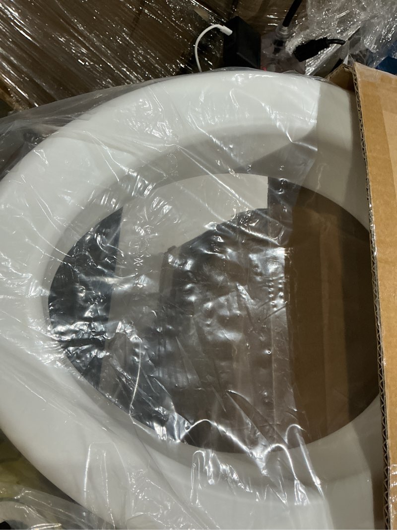 Condition photo showing Good Condition for carex round hinged raised toilet seat, elongated toilet seat riser, adds 3.5 inches of height, 300 lbs capacity, elevating and raising seat for elderly and handicap, universal, slip-resistant, white