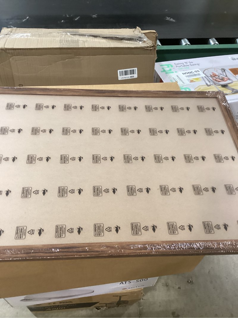 Condition photo showing New/Like New for 20x30 Solid Wood Frame, Rustic Brown Wood 30x20in Picture Poster Frame, Natural Modern 20 x 30inch Gallery Wall Pic Photo Frame with HD Plexiglass, Horizontal Vertical Wall Mounting Display 1pcs Brown 20x30