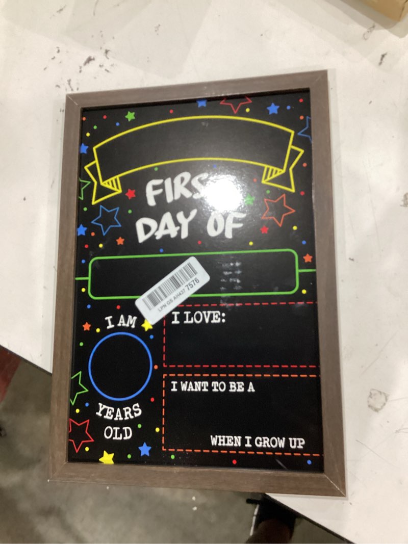 Condition photo showing Good Condition for first day last day of school double sided sign with frame (reusable dry erase board for liquid chalk markers - 9.17" x 13.27")