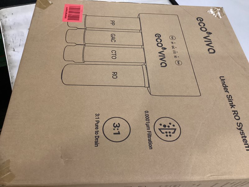 Condition photo showing Good Condition for ecoviva 1000gpd undersink reverse osmosis system, german design, nsf/ansi 58 61 372 tankless 9-stage 3:1 pure to drain, 10 years robust alkaline ro water filtration, fully sealed white