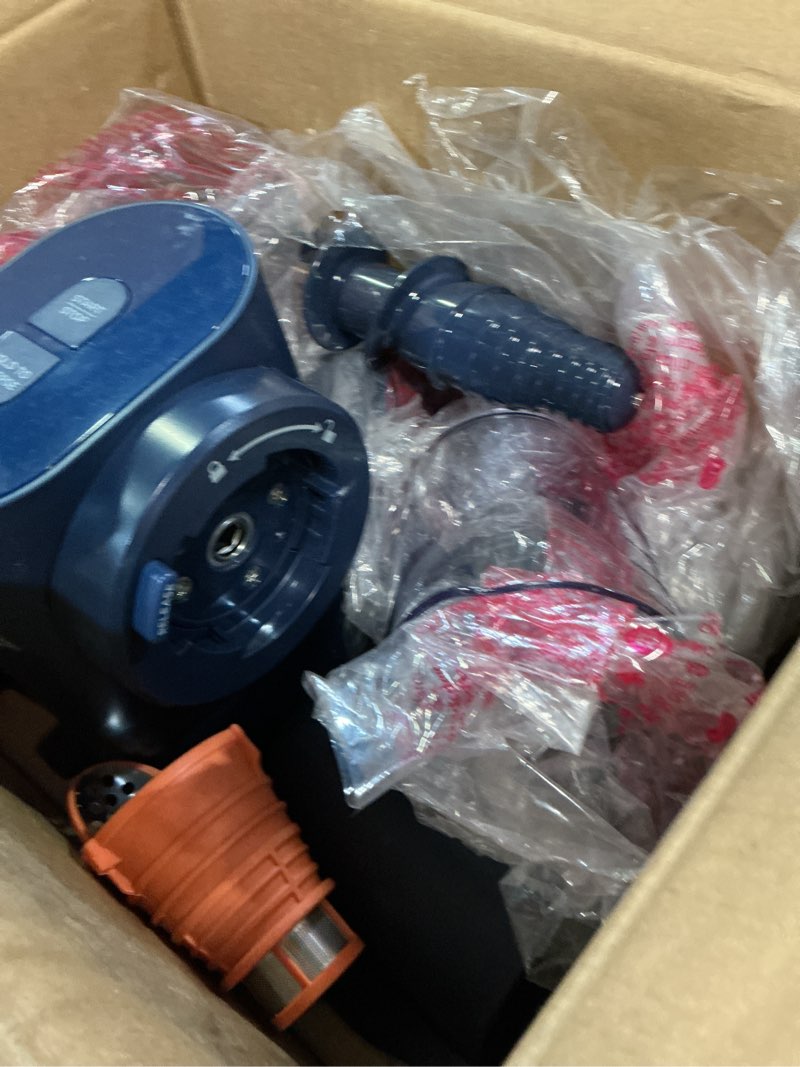 Condition photo showing As Is for ninja neverclog cold press juicer | powerful electric slow masticating juicer with pulp control | xl capacity | 24 oz. juice jug & 36 oz. pulp container | dishwasher safe | navy | 150w | jc151?nv blueberry