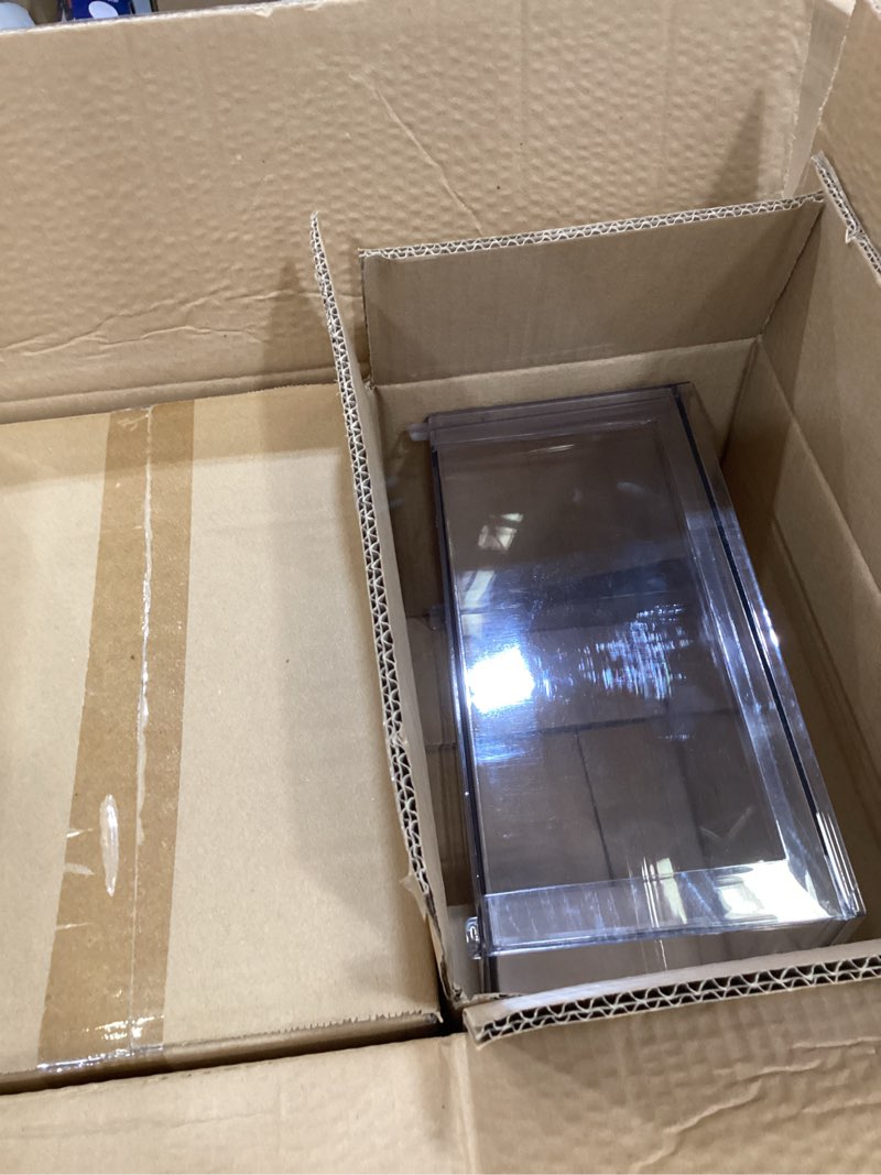 Condition photo showing Good Condition for mDesign Plastic Stackable Closet Storage Organizer Bins with Pull Out Drawer for Cabinet, Desk, Shelf, Cupboard, or Dresser Organization - Lumiere Collection - 2 Pack - Clear 8 x 12 x 8 (Pack of 2)