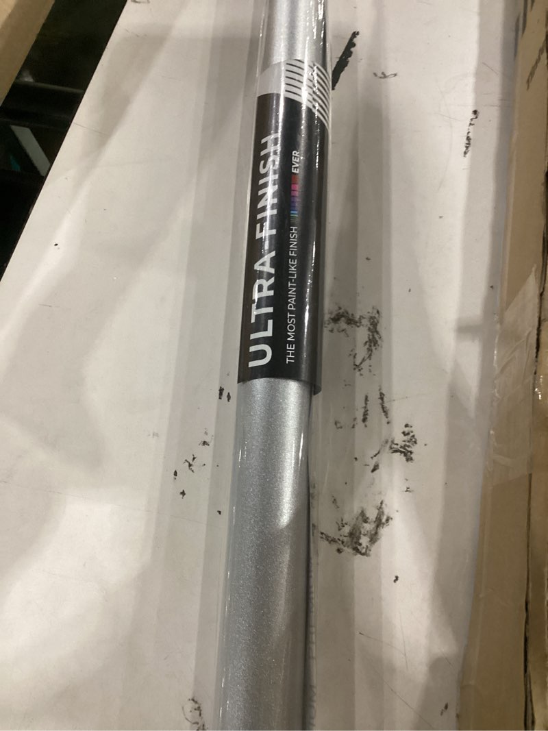 Condition photo showing New/Like New for vvivid+ ultra gloss silver metallic vinyl car wrap premium paint replacement film roll with nano air release technology, stretchable protective cap liner, self adhesive, indoor outdoor (3ft x 5ft)