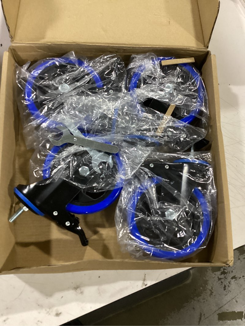 Condition photo showing Good Condition for 5 inch stem caster wheels heavy duty with dual locking 2200lbs, threaded stem casters 3/8" -16 x 1, swivel industrial casters set of 4, wheels for cart and furniture 5 inch 3/8"-16x1"