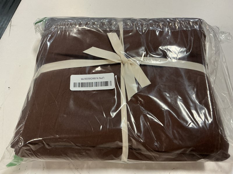 Condition photo showing New/Like New for jiyuan 100% washed cotton duvet cover set queen size 3 pieces, linen feel soft breathable bedding set with zipper closure, 90x90 duvet cover (comforter not included) & 2 pillowcases, chocolate brown chocolate brown(no comforter) queen(90"x90")