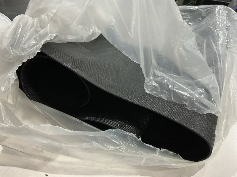 Condition photo showing As Is for smiry front door mat outside entrance, heavy duty natural rubber doormat, non slip, trap dirt and moisture, easy clean, low profile welcome floor mats for indoor outdoor entry, 29.5x17 inch, black black rectangular 29.5" x 17"